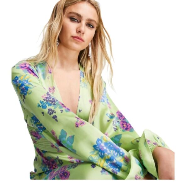 ASOS DESIGN button through midi tea dress with fluted sleeves  floral print. NWT - Picture 4 of 9